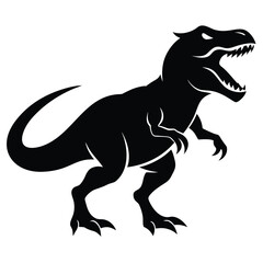 Stylized black tyrannosaurus rex roaring dinosaur prehistoric