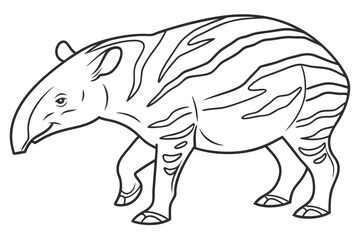 coloring page line art the tapir black vector