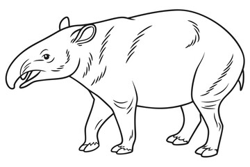 coloring page line art the tapir black vector