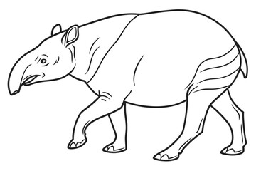 coloring page line art the tapir black vector