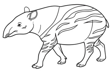 coloring page line art the tapir black vector