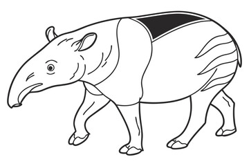 coloring page line art the tapir black vector