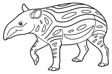 coloring page line art the tapir black vector