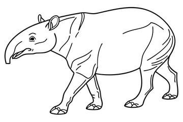 coloring page line art the tapir black vector