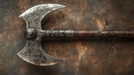 Double-Headed Decorative Axe with Intricate Engravings