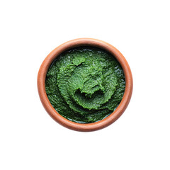 Neem herbal paste in bowl isolated on transparent white background png, clipping path