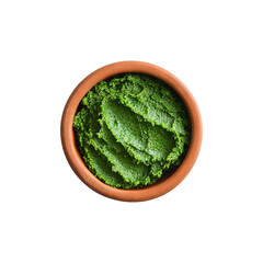 Neem herbal paste in bowl isolated on transparent white background png, clipping path