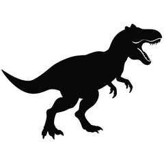 Fototapeta premium Tyrannosaurus roaring black silhouette dinosaur prehistoric