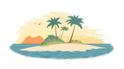 Obraz premium Simple Flat Vector of Ocean Island - Professional Stock Photo