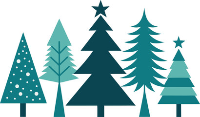 Obraz premium A versatile collection of stylized christmas tree silhouettes for festive holiday designs and decorations
