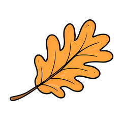 Obraz premium Single orange oak leaf illustration on transparent background for autumn seasonal decor