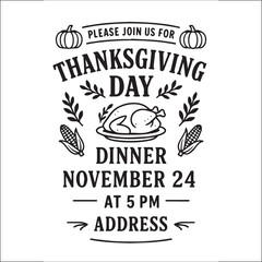 Thanksgiving Day Invitation Card Design Black And White