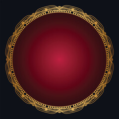Luxury red Circle Frame With Vintage Mandala Gold Circular Pattern Clipart Vector	