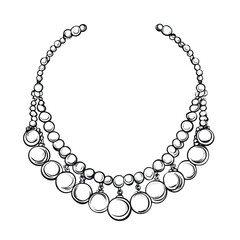Hand-Drawn Pearl Necklace Sketch Symbol