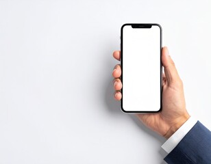 Smartphone held by a person in a suit