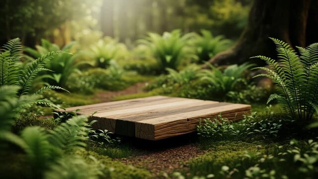 Tranquil Woodland Platform A Serene Scene for Nature-Inspired Product Display or Meditation Space