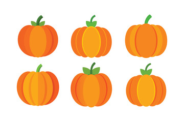 A set of colorful pumpkin vector art illustration