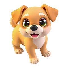 3d rendered illustration of a cute dog cartoon character isolated on white background