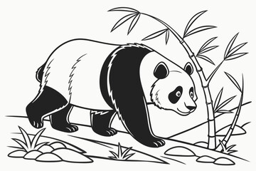 coloring page line art the panda black vector