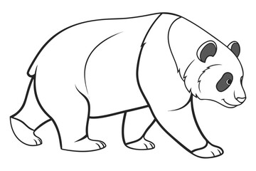coloring page line art the panda black vector