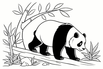 coloring page line art the panda black vector © mst
