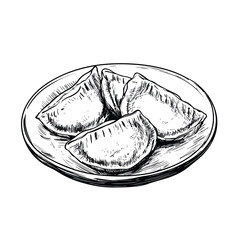 Detailed Hand-drawn German Maultaschen Dumplings Sketch