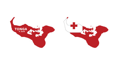  tonga flag and map set. tonga flag in official colors and proportions., map