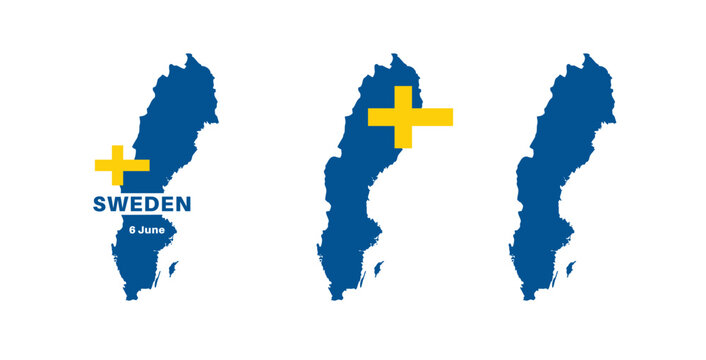  sweden flag and map set. sweden flag in official colors and proportions., map