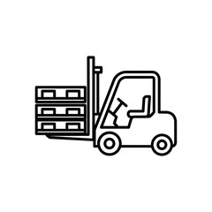 Forklift Icon Lifting Pallets in Minimalist Style  