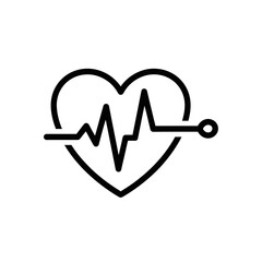 Heartbeat Line Icon in Minimalist Design on White Background  