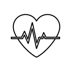 Heartbeat Line Inside Heart Icon in Minimalist Style  
