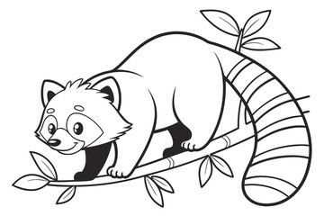 coloring page line art the red panda black vector