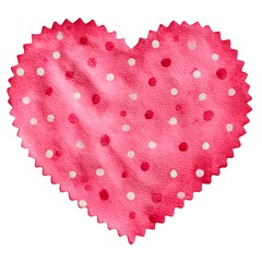 Pink Watercolor Heart with Polka Dots and Ruffled Border Design
