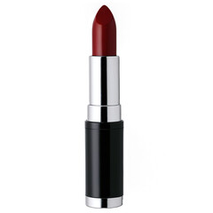 Dark red lipstick in tube with cap off isolated on transparent background