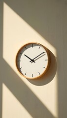 Minimalist wall clock time daylight shadow interior design home decor timekeeping object