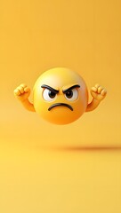 Angry emoji face yellow background illustration digital art social media expression