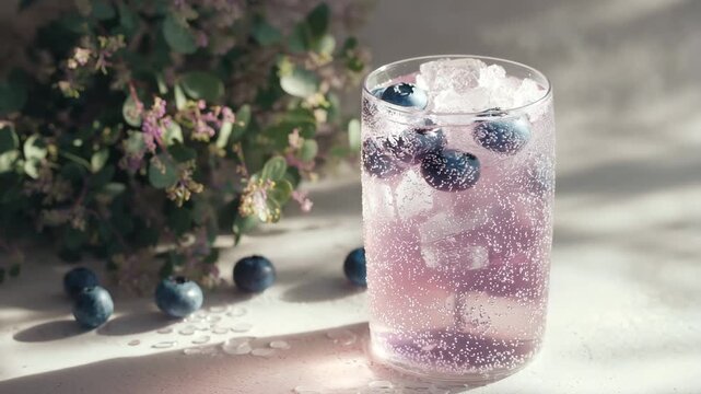 fresh fruit ade water with blueberries