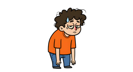 Sleep-Deprived Comic Figure Yawning and Struggling to Stay Awake