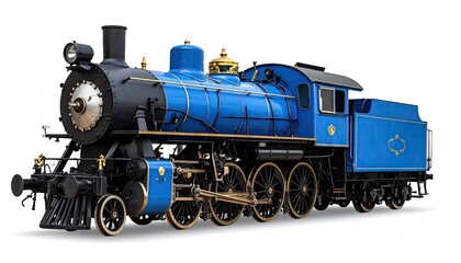 Fototapeta premium Classic blue steam locomotive