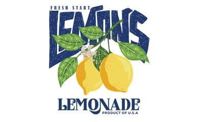 Nature fruit club print design. Organic food artwork for for t-shirt. Fruit vintage t-shirt design. Squeezed art. Summer food poster design. Lemon fruit artwork. Fresh lemon fruit print. Lemonade art.
