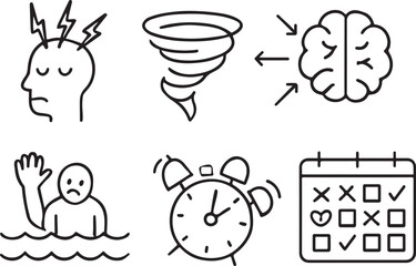 Obraz premium Headache storm brain drowning alarm calendar vector