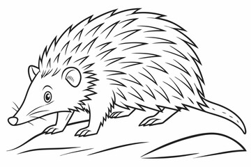 coloring page line art the tenrec black vector