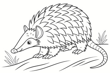 coloring page line art the tenrec black vector