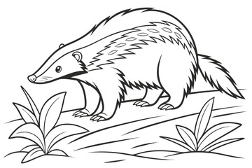 coloring page line art the tenrec black vector