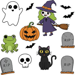 Obraz premium Child-friendly Halloween clipart collection vector Adobe Illustrator Artwork