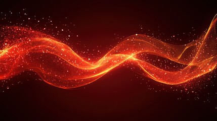 Red glowing wave, abstract energy, dark background, digital art, website banner