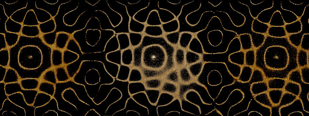 Circular cymatic sand pattern golden and black
