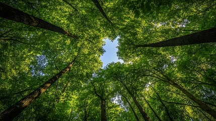 Fototapeta premium Breathtaking view of vibrant green leaves in a forest.