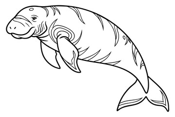 coloring page line art the dugong black vector