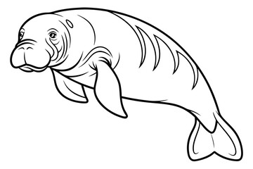 coloring page line art the dugong black vector